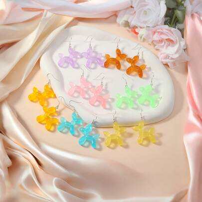 أقراط قطرة بتصميم كلب بالونات ثلاثي الأبعاد يضيء في الظلام، هدية مرحة، متوفرة بألوان مختلفة تضيء في الظلام، إكسسوار مجوهرات للنساء، مناسب للارتداء اليومي، للهدايا، حفلات الموسيقى، العطلات، مشاهد السيرك