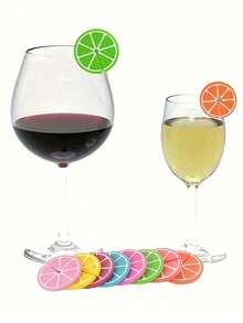 8pcs/Set Silicone Glass Markers, Silicone Label Stickers Wine Glass Differentiation Marker Party Wine Labels Cocktail Glass Stickers Wine Glasses For Fruit Drinks, Party, Bar And Table Decorations, Beverage Glass Labels, Glass Identifiers For Home Use.