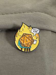 1PC This Is Fine Enamel Pin Cool Adventure RPG Game Dice Metal Brooches Lapel Backpack Badge Fashion Jewelry Gifts For Fans Friends - Multicolor - View 8
