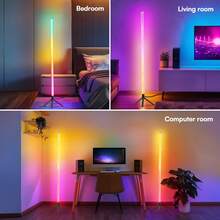 USB Powered Floor Atmosphere Lamp, With Remote Control Floor Lamp Ambient Light Color Change Vertical Floor Lamp LED Corner Lamp Intelligent Modern Floor Lamp Suitable For Living Room, Bedroom, Easy To Install, RGB Floor Lamp Built-In Highly Sensitive Microphone And Music Mode, White Light Lighting Mode - 彩色 - 查看 6