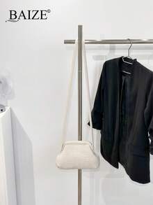 ENBEI BAIZE Elegant Striped Colorblock Clutch Bag - Cosmetic Bag Large, , Multifunctional Women's Beach Bag, Summer Wallet Elegant Women's Bag, Suitable For Daily Use And Holiday Occasions Mother's Day Gift, Wedding Season Souvenir Bag - Beige - View 7