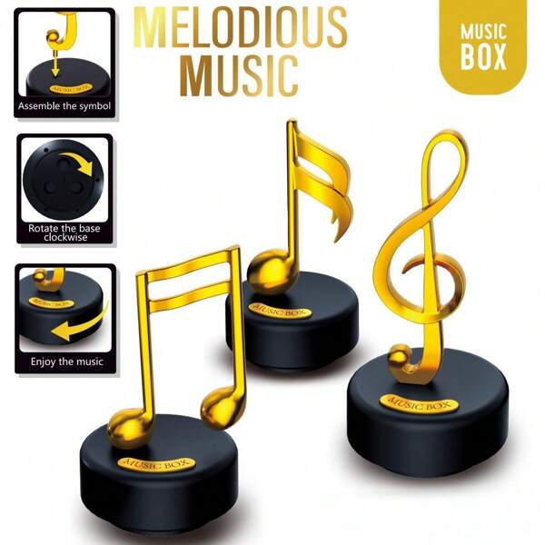 1pc Music Box Decor Musical Decoration Gifts, Creative Retro Symbols Spin Music, Desk Decorations