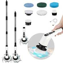 1pc Electric Multi-Functional Cleaning Brush Long Handle Mop Brush Household Extension Telescopic Rod Kitchen Bathroom Toilet Cleaning Magic Seven Brush Heads For A Variety Of Scenarios