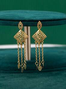 5pcs Diamond Geometric Element Choker Necklace Set, Golden Plated 18K Champagne Color, French Romantic Luxury Dubai Style, Suitable For Bride, Wedding, Party, Holiday Gift For Lover, Mother