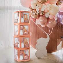 Scatole per bambini con lettere per festa di nascità, decorazioni per festa di nascità per bambini o bambine, 1 pezzo scatola con lettere/palloncini trasparenti a forma di lettere BABY, blocchi trasparenti per feste di compleanno, addio al nubilato, rivelazione del sesso (oro rosa), decorazioni e regali per festa di nascità 25cm/30cm (esclusi i palloncini)