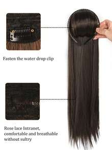 合成假发长直发带头带配件，扭辫头带，适合儿童和女孩日常佩戴，还有生日派对 - 彩色 - 查看 4