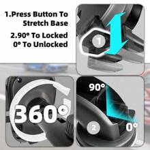 1 Pc Suction Cup/Air Vent Clip Multi-Function Vehicle Dashboard Holder - Navigation Bracket - Applicable For Cars, RVs, Trucks And Other Vehicles - High Quality ABS Material - 360° Adjustable, Extendable And Rotatable