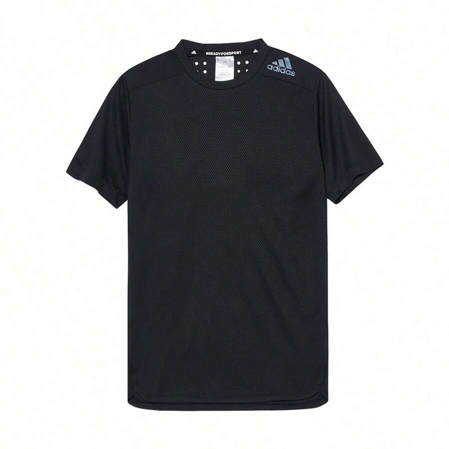Adidas 男士輕量舒適跑步訓練短袖夏季健身上衣 HC4230，尺寸偏小 - 黑色 - 查看 1