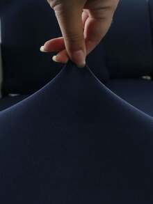 1 vỏ bọc ghế sofa bằng vải satin Milky trơn, đàn hồi chống bụi, thích hợp cho mọi mùa, sân vườn, ban công, vỏ bọc ghế sofa bằng mây ngoài trời - Màu xanh hải quân - Xem 4