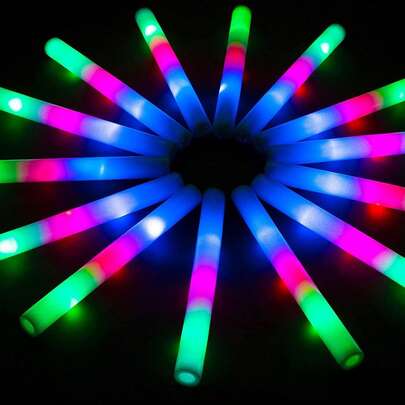 15/50pcs Glow Sticks, Glow Sticks Bulk Party Pack, LED Foam Glow Sticks With 3 Flashing Modes, Glow In The Dark Party Supplies, Light Up Foam Sticks For Wedding, Birthday, Party, Music Festival, Concert, Christmas, Halloween, Camping, Dance Floor Props