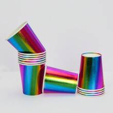 10 chiếc/20 chiếc/50 chiếc Cốc giấy cầu vồng kim loại Trang trí tiệc cầu vồng lấp lánh Cốc uống nước Rainbow Pride cho trang trí tiệc Rainbow Pride - cầu vồng - Xem 4