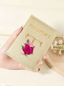 1 件 A-Z 26 个字母时尚字母印花时尚勃艮第护照夹，高品质 PU 皮革护照钱包，带卡槽，可存放信用卡、登机牌和身份证，紧凑型旅行必需品整理器，适合女性、男性和学生 - 酒紅色 - 查看 42