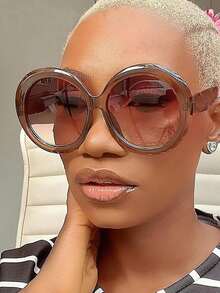European & American Style Oversized Fashion Glasses - High-Quality Retro Design, Slim Face, Street Photography For Summer Beach Vacation,Outdoor,Travel - Black - View 12
