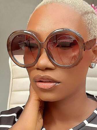 European & American Style Oversized Fashion Glasses, Retro Chic Slimming Face Fashion Glasses For Street Style For Summer Beach Vacation,Outdoor,Travel