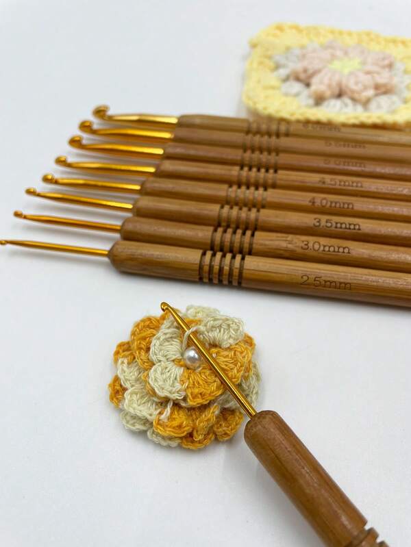 1 pièce Crochet en bambou carbonisé, outil de tricot fait main, crochet à tricoter pour pull, crochet à poignée ronde, crochet à tête en aluminium, diverses tailles de 2,0 mm à 6,0 mm, cadeau pour débutants adultes