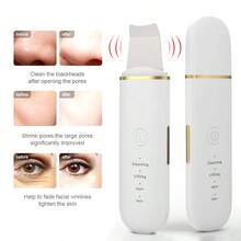 Ultrasonic Facial Cleanser - USB Rechargeable, Facial Scraping Device With Vibration Function, Blackhead Removal, Lifting And Exfoliating Nozzle, Affordable Skincare Equipment, Silicone Head Can Be Selected In Quantity - Multicolor - View 6