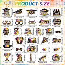 30 piezas Accesorios fotográficos para graduación 2025, proporcionando decoraciones divertidas para la fiesta de graduación, props coloridos para fotos, felicitaciones a la graduación, pegatinas favoritas para photocall de graduación - Multicolor - Ver 5