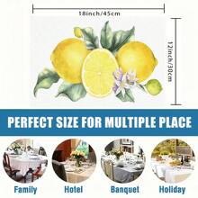 1pc/5pcs/7pcs, Home Decor, Summer Style Lemon Pattern Polyester Printed Table Runner With 6 Placemats - Polyester, Rectangle, Holiday Decorative Fabric Table Runner, Home Decor, Kitchen & Dining Table Decoration, Room Decor, Table Runner