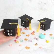 Customized 5/10/50pcs Black Graduation Cap Candy Box, Handmade Paper Gift Box, Graduation Gift Packaging, 2025 Congratulations Graduation Party Supplies, Wedding Supplies - Multicolor - View 6