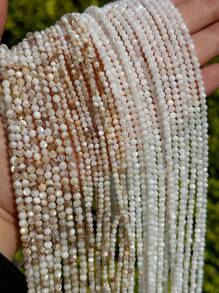 1 Peça Pérolas de Concha do Mar Natural, Contas Redondas de Concha de 3mm, 4mm, 5mm, Espaçadores Redondos de Concha para Fabricação de Joias, Suprimentos Artesanais para Colar, Pulseira, Anéis e Mais