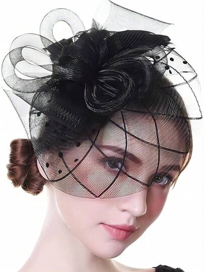 1 Pc Fascinators Hats For Women Tea Party Hat Kentucky Derby Hat Wedding Headpiece Mesh Hair Clip