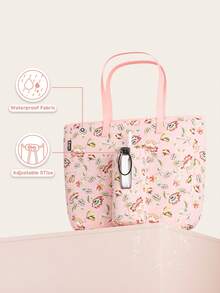 حقيبة يد مع جيب أمامي وسحاب، حقيبة كتف مقاومة للماء مع حامل زجاجة مياه، تناسب اللابتوب، كوب ذو مقبض وقصبة شرب، مناسبة للاستخدام اليومي، المدرسة، السفر، العمل، وفكرة هدية إبداعية للنساء - وردي - مشاهدة 7
