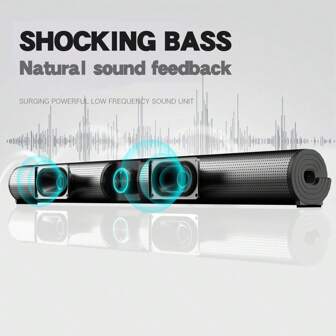 5.3 Wireless Sound Bar med kraftfull bas, 6.1 surroundljud, USB och AUX-ingång, Stereo Desktop-högtalarsystem, knappkontroll, infraröd mottagare, ej vattentät, 2000mAh litiumbatteri, typ-C-laddning - perfekt för musikspelare