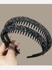 2pcs Women's New Rhinestone Headband, Simple Versatile Non-Slip Hairband For Outdoor Use, Bangs Fixing Hair Accessories, Hair Band, Hair Hoop, Home Beauty Women Accessory Gifts ,Head Piece