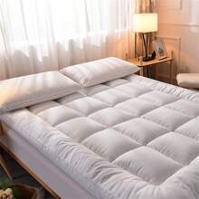 1 Housse de matelas en fibre - Couleur unie, surmatelas moelleux, matelas confortable, printemps, été, automne et hiver quatre saisons confortable - Convient pour la chambre à coucher, l'appartement, la chambre d'hôte, le dortoir