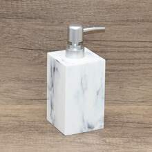 Nordic Style Artificial Stone Bathroom Accessories Set - Soap Dispenser, Shampoo Bottle, Cleaning Swab Holder, Tray, Wooden Comb Holder, Toothpick Box, Storage Jars. Waterproof, Moisture-Proof Design, Luxury Bathroom Essentials. Artificial Stone Soap Dispenser, Cleaning Swab Holder, Tray Combination Set, Bathroom Countertop Organizer, Easy To Clean