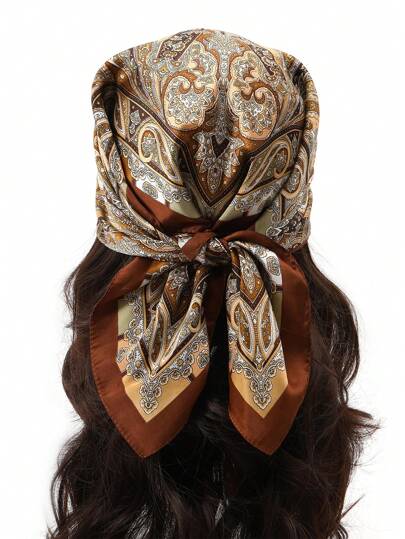 1pc Women's Paisley Pattern Faux Silk Neck Scarf Bandana, Casual And Fashionable For Street, Vacation, Daily Wear, Gift Hair Band Turban Headband Sweatband, Hairband Fall Winter Hair Accessories For Women
