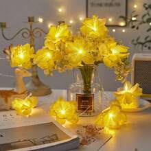 1 Peça Luz de Corda em Forma de Flor de Jasmim LED, Iluminação Decorativa para Casamento, Festa de Feriado, Decoração Doméstica