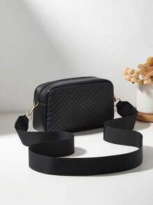 Women's Fashion Minimalist Crossbody Coin Purse Bag, Detachable Strap Soft Texture, Delicate Hardware Decoration Classic Design, Versatile Niche - Black - View 6