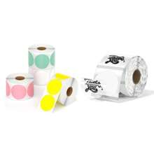 2" (50mm) runde mehrfarbige Thermoaufkleber 600 Stück/Rolle wasserdicht selbstklebende Kreis-Etiketten für Einzelhandelspreise/Lebensmittelverpackungen/Logistik, sofort bedruckbare, lichtechte Barcode-Aufkleber