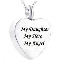 Heart Cremation Jewelry Urn Necklace For Ashes Stainless Steel Memorial Pendant -My Dad My Hero My Angel For Grandpa Grandma Dad Mom Uncle Aunt Brother Sister Daughter Son