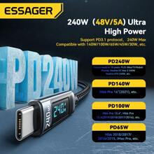 ESSAGER 240W USB Type C To USB C Cable 100W PD 3.1 Fast Charging Charger Wire Compatible With Iphone 15 16 Pro Max Pro
