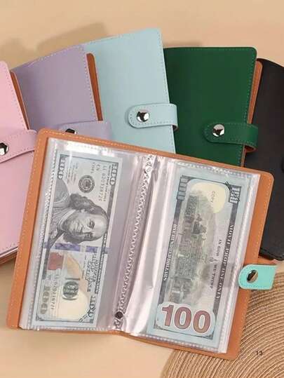 2025 New Bill Collection Album. Made Of PU Material, Can Hold 100 Banknotes, With Banknote Photo, Stamp, And Bank Card Slots. 1pc A6 Super Large Capacity Cash Storage Notebook. Comes With 50 Best Gift Options, Suitable For Various Festivals.