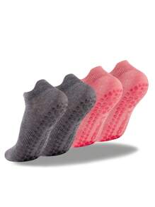 DEEFLY 2 Pairs Women Non-Slip Solid Color Boat Socks, For Home, Hospital, Pregnancy, Fitness, Pilates, Yoga
