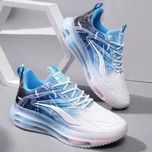 Men's Basketball Shoes, Fashionable Breathable Lightweight Casual Sports Shoes, Gradient Mesh Versatile Athletic Sneakers For Running And Walking - Blue - View 1