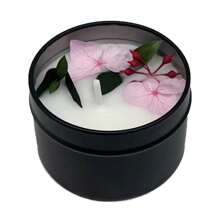 1pc High-End Black Metal Tin Scented Candle, Dried Flowers & Crystal Decor, Natural Soy Wax, Home Decoration, Suitable As Gift For Friend, Holiday, Birthday, Eid Al-Adha, Mother's Day, Father's Day