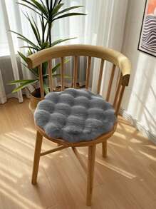 Alfombra redonda de felpa esponjosa, suave y de color crema, linda almohadilla decorativa para cama de mascota, silla, taburete, cojín de silla de oficina, cojín de asiento
