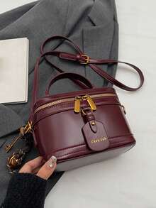 Bolso de mano de cuero sintético con diseño de nicho y vanguardista, bolso bandolera de estilo vintage exquisito, adecuado para ir al trabajo y citas - Burdeos - Ver 10