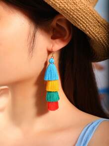 TopHanqi Set de 12 pendientes con flecos bohemios para mujer, pendientes colgantes de múltiples capas para playa, vacaciones, viajes, uso diario, fiestas, regalos, versátil