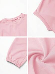 Vaiaye Mono corto de manga corta con escote redondo, de estilo minimalista para mujer