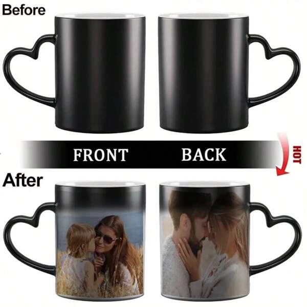 1 Stück personalisierbare Farbwechsel Tasse, personalisierte Keramik Farbwechsel Kaffeetasse, 11oz/330ml, beidseitig Muster mit Foto und Logo, ideal als Geschenk für Liebende, Freunde, Familie zu Ostern, personalisiertes Geschenk, multifunktional, dekorativ, wiederverwendbar, exquisit, stylisch, hochwertig, farbig, modern, individuell, einzigartig, ideal als Geschenk für ihn, ideal als Geschenk für sie, Freund, Vater, Freundin, Mutter, Familie, Freunde, Teeraum, Zuhause, Garten, Büro, für Jahrestage, Valentinstag, Muttertag, Geburtstag, Vatertag, Abschluss, Hochzeit, Einweihung
