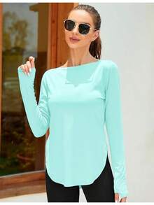 ZHENWEI Women's Long Sleeve Sun Shirt UV Protection Workout Tops Lightweight UPF 50+ Golf Gym Hiking Shirts Outdoor Clothing - 淺綠色 - 查看 3