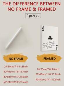 1pc Prints Black And White Wall Art Decor Poster Print Ace Card (Unframed) Aesthetic Retro Wall Prints Wall Art