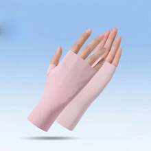 1 双女士冰丝夏季防晒手套，薄款半指驾驶户外骑行手套，防紫外线