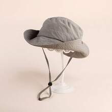 1 件装儿童中性大帽檐透气速干沙滩太阳帽，男孩和女孩适用薄款渔夫帽 - 1PC - 查看 9