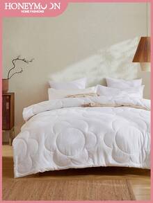 1pc Fluffy & Warm Floral Pattern All-Season Comforter, Cloud-Like Soft Down Alternative Duvet Insert, Suitable For Twin, Full, Queen, King Size Beds, Oeko-Tex Certified - White - View 3